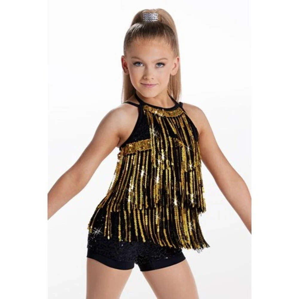 Pre-Owned Dance Costume Weissman 10926 XS Child Gold Jazz